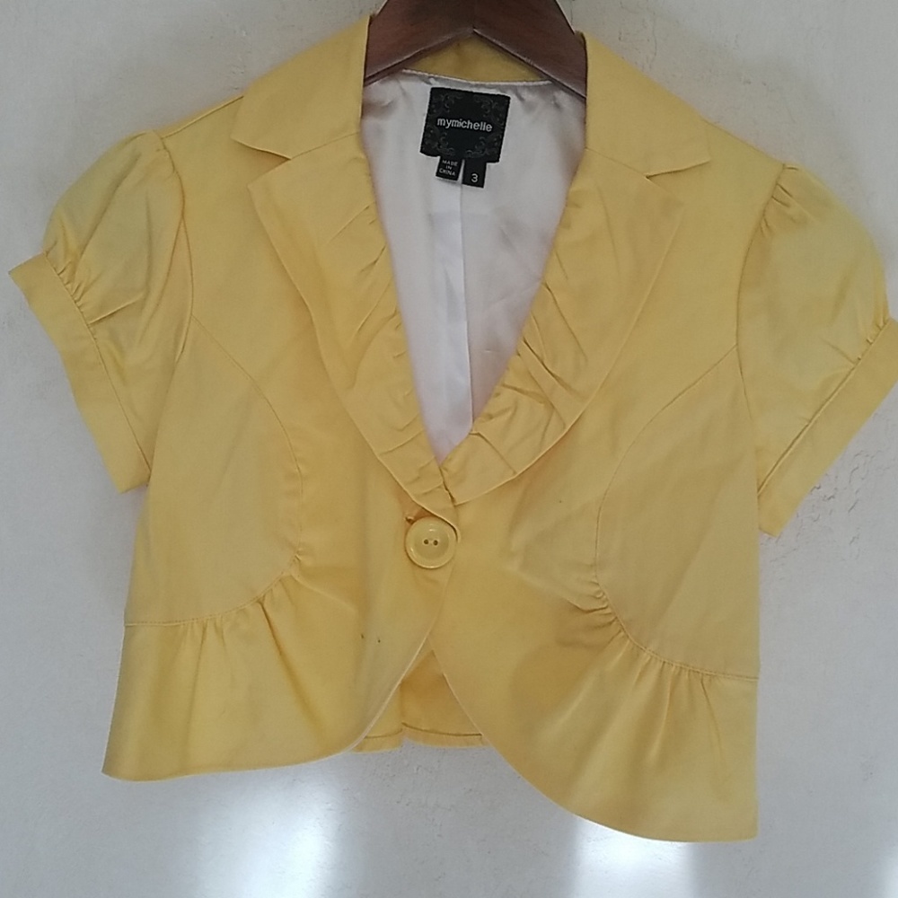 Yellow Cropped Short Sleeve Jacket